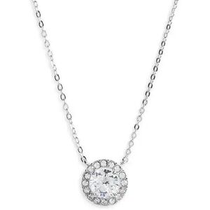 NORDSTROM Cubic Zirconia Pendant Necklace Clear Silver NWT